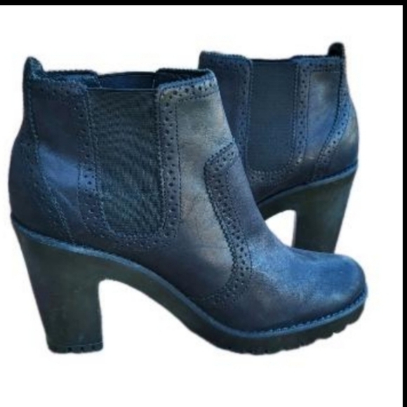 Sperry Leather Claremont Black High Heel Chelsea Ankle Lug Chunky Boot Women 8.5 - Picture 4 of 10